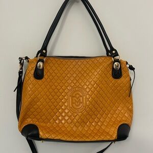 Marino Orlandi Mustard Quilted Shoulder Bag Tote Crossbody Italian Leather